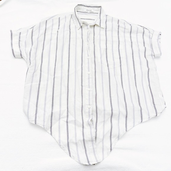 Madewell Vertical Striped Top Button Down Tie-up SZ S - Picture 3 of 6